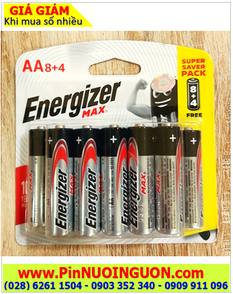Pin Energizer E91-BP12; Pin AA Alkaline 1.5v Energizer E91 BP12 (LR6)-Made in Singapore | Vỉ 12viên